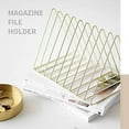 thumbnail image 6 of TACYKIBD 2 Pcs Magazine Holder,Newspapers Holder,Letters Storage,Desktop File Sorter Organizer Triangle Bookshelf Decor Home Office,Gold, 6 of 12