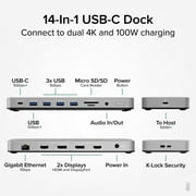Plugable USB C Laptop Docking Station, Dual Monitor 4K 60Hz for Apple Mac M1/M2/M3, 2x HDMI or 2x DisplayPort