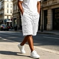 thumbnail image 2 of Men Drawstring Waist Casual Shorts with Cargo Pockets Relaxed Fit Elastic Waistband Soft Fabric Knee Length Design, 2 of 7