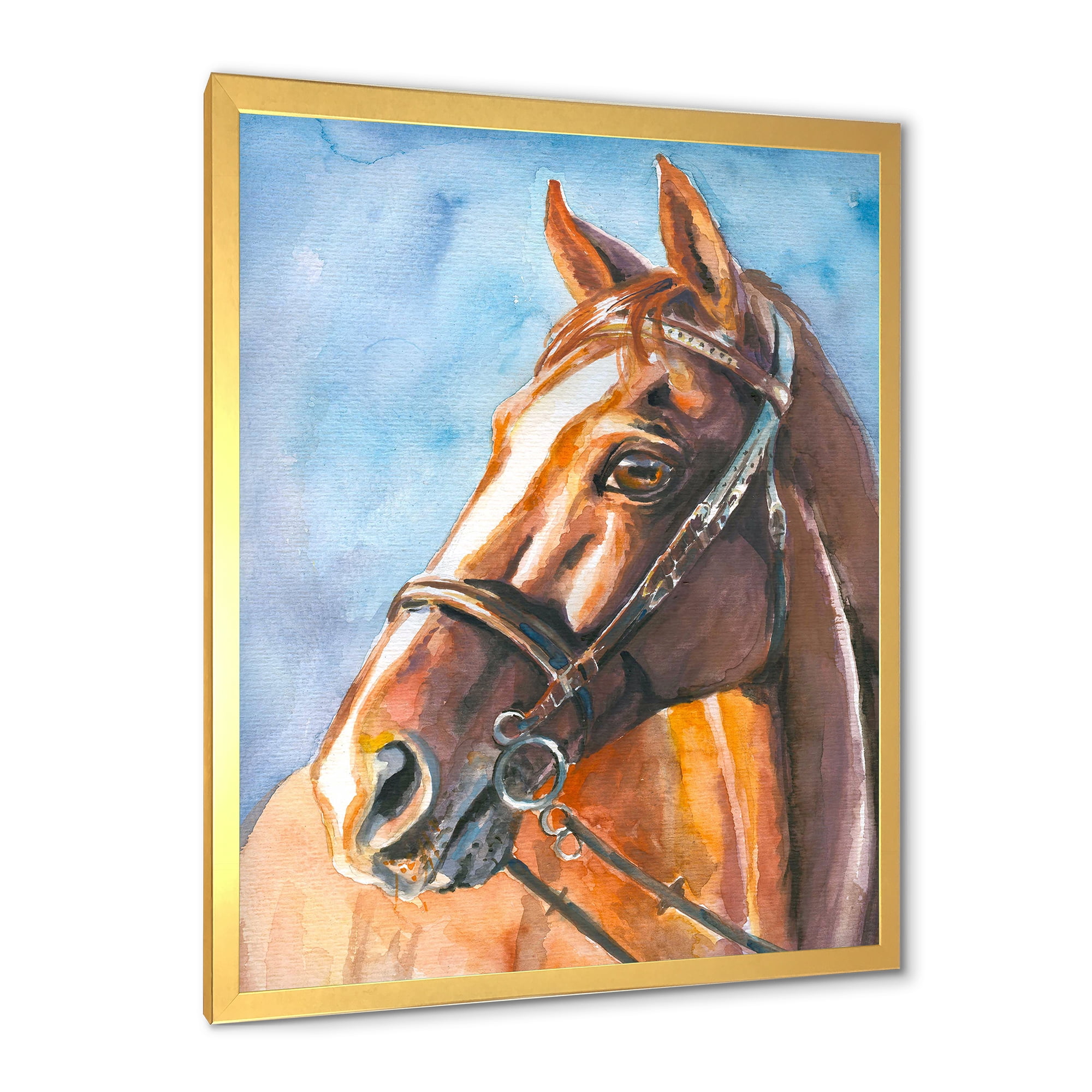 Designart 'Close Up Portrait of A Brown Horse' Farmhouse Framed Art Print