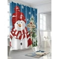 thumbnail image 3 of Fsddascl Christmas Shower Curtain Set - 48" x 72" Washable Bathtub Curtain with 12 Hooks, Blue Winter Snowman Xmas Snowflake Pine Tree Waterproof Fabric Stall Shower Curtains for Bathroom/Bathtub, 3 of 6