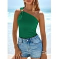 thumbnail image 5 of PRETTYGARDEN One Shoulder Going Out Tops for Women Summer Trendy Sleeveless Fitted Ribbed Shirts Spring Y2K Clothes, 5 of 10