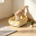 thumbnail image 4 of Top Entry Cat Litter Box with High Sides and Litter Scoop, Anti-Spill Large Capacity Covered Pan for Odor Control, Suitable for Large or Obese Cats, Yellow, 4 of 6