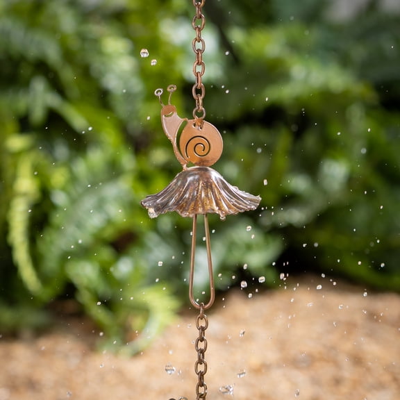 Garden of Wonder Rain Chain, Metal Snail & Mushroom, 72"