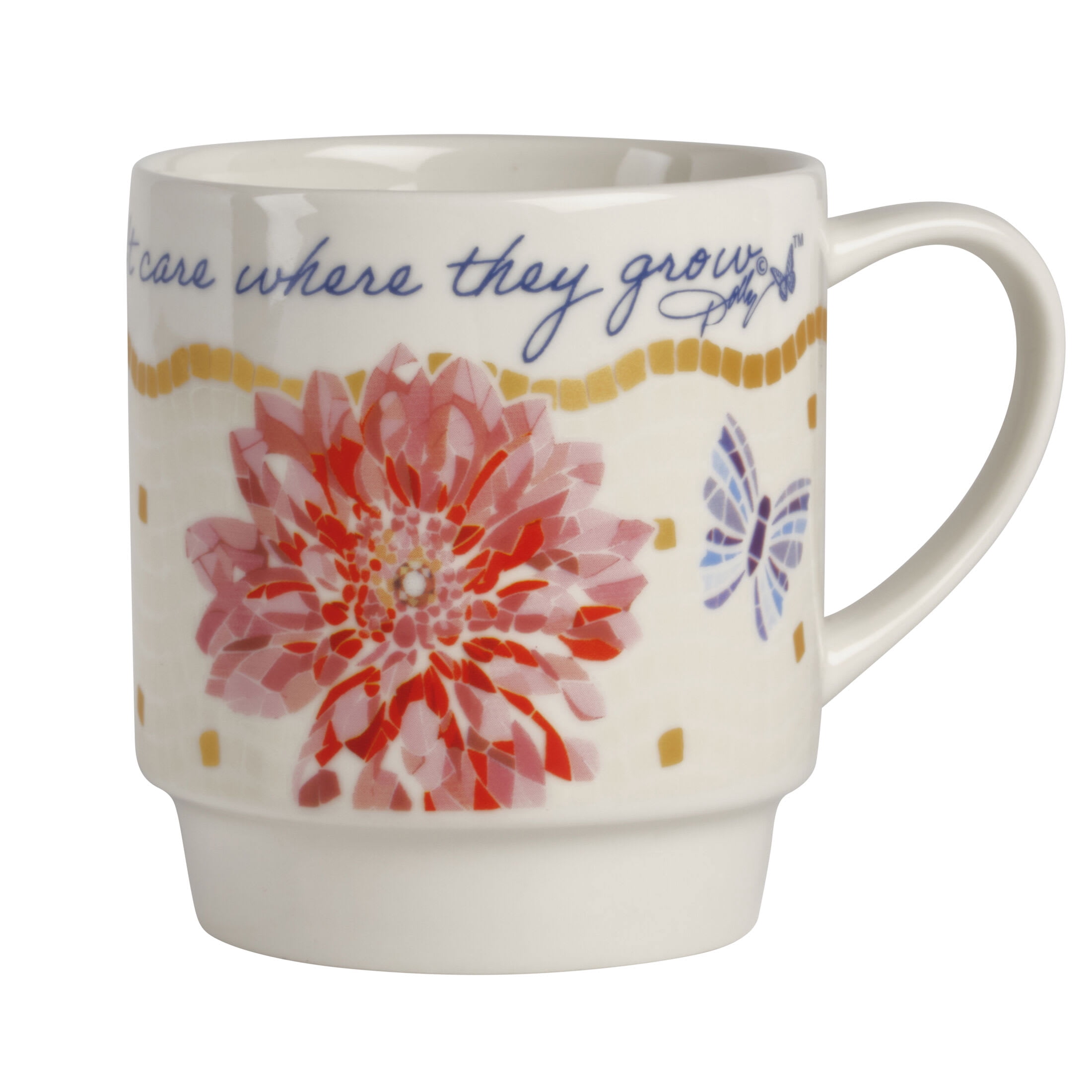 Dolly Parton Jeweled Mosaic 14 oz Mugs with Wire Rack Set of 4