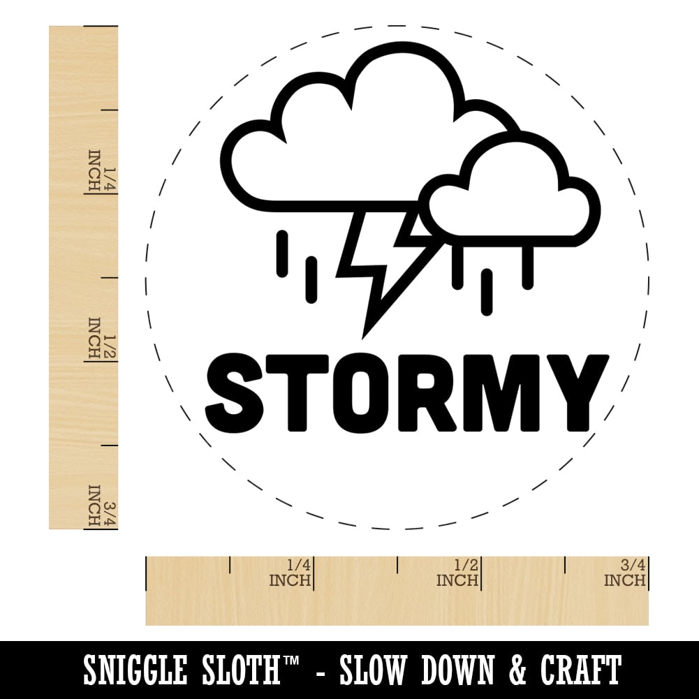 Stormy Storm Weather Day Planner Self-Inking Rubber Stamp Ink Stamper - Blue Ink - Small 3/4 Inch