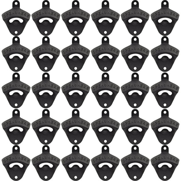 HAIICEN 30 PCS Bulk Black Bottle Opener Wall Mounted Cast Iron Beer Opener for DIY Men Cave