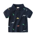 thumbnail image 2 of KYAIGUO Kids Toddler Boys Summer T-Shirt Short Sleeve Tee Tops Baby T-Shirt Base Shirt Cotton Lapel Dinosaur Cartoon Soft Comfortable Shirt for 1-6Years, 2 of 9