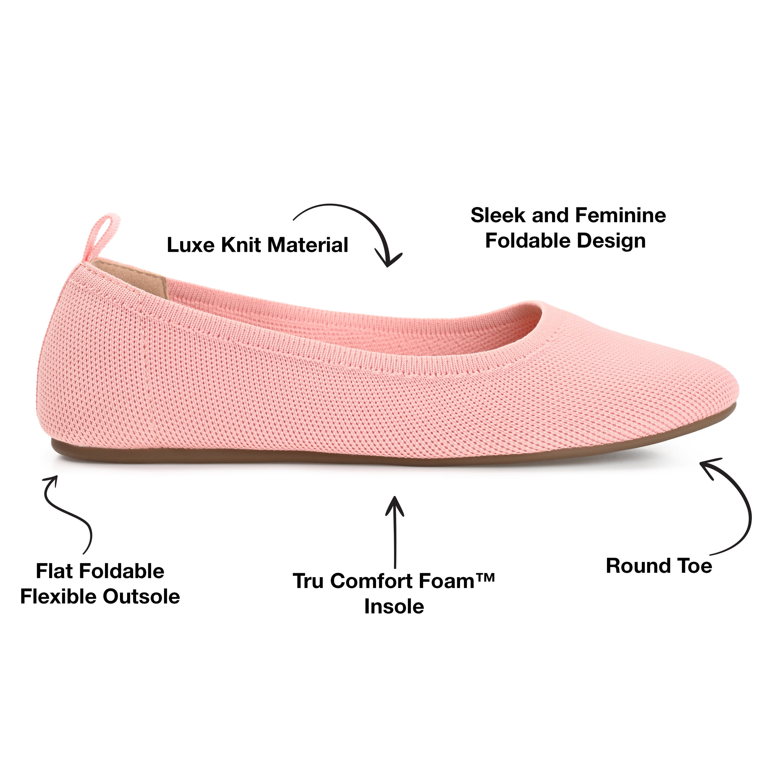 Journee Women's Jersie Knit Foldable Ballet Flats, Widths Available