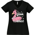 thumbnail image 3 of Inktastic Glam Pink Flamingo with Pearls Women's Plus Size V-Neck T-Shirt, 3 of 5