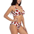 thumbnail image 2 of Wukai Hand Drawn Strawberry Women's Bikini Set Two Piece,wimsuit High Waisted V Neck Twist Front Adjustable Spaghetti Straps Bathing Suit-, 2 of 7