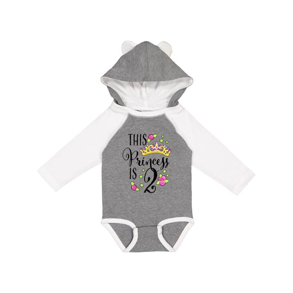 Inktastic This Princess is Two Second Birthday Girls Long Sleeve Baby Bodysuit