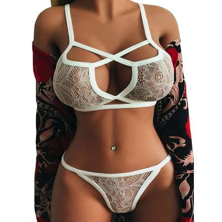 

VSNOW Women 2-Piece Set Sexy Lingerie Lace Bra Panty Underwear Sets