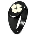 thumbnail image 1 of Sterling Silver Four Leaf Clover Heart Engraved Oval Flat Top Polished Ring, 1 of 1