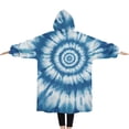thumbnail image 2 of Oversized Wearable Blanket Hoodie,Blue Tie Dye Mandala Pattern Sherpa Blanket Hoodie with Super Pockets,Super Warm Fuzzy Pullover for Women & Men, 2 of 6