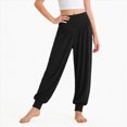 thumbnail image 2 of Girls Pants Solid Color Lightweight Yoga Sports Dance Fitness Drawstring Winter Pants 11-12 Years,Black XZNPDUCQ, 2 of 5