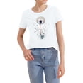 thumbnail image 3 of NAMTYQX Short Sleeve Shirts for Women Soft Mit Muster Light Plus Size Short Sleeve Lounge Printed Crewneck Boyfriend Womens Summer Tops 2025 White Size XL, 3 of 5