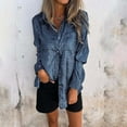 thumbnail image 2 of Shirts For Women Satin Silk Blouse Lapel V Neck Long Sleeve Casual Work Blouse Shirts Pullover Tops Womens Tops, 2 of 4