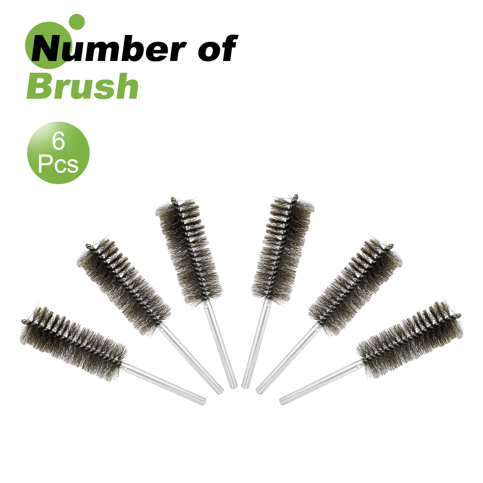6pcs Pipe Cleaners Brush Set 1.5 Inch Stainless Steel Bristles Cleaning Brush with Ergonomic Handle for Bottles Straws Pipes Keyboards Tubes, Silver