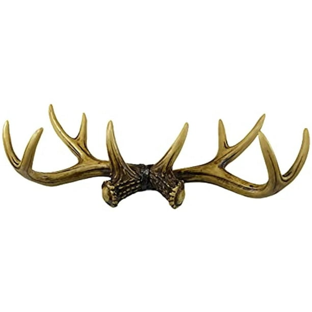 Urbalabs 17 Inch Deer Antlers Wall Hanging Decor 10 Point Buck Horns Western Mounted Coat Rack Or Cabin Entryway Office Faux Rustic Decorative Com - Antler Wall Mounted Coat Rack