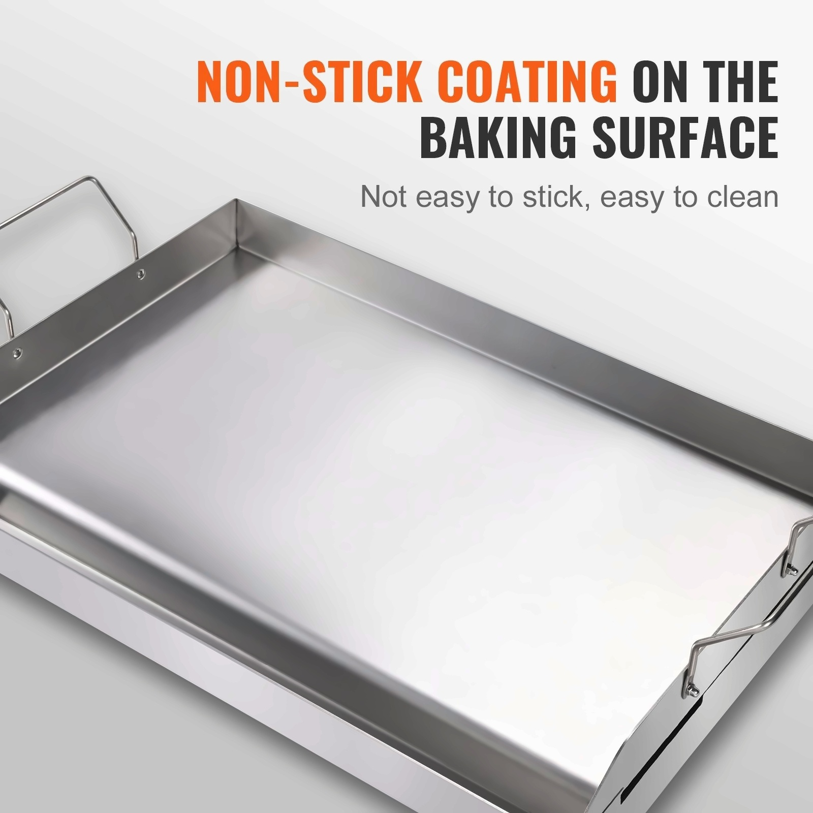 Stovetop Griddle 23.5x16", Pre-Seasoned Stainless Steel, Double Burner Pan, Non-Stick, BBQ Grill Compatible, Oil Groove, Family Cooking