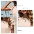thumbnail image 5 of Hauts à Manches Courtes en Dentelle à la Mode pour Femmes Été Couleur Unie Col Rond Manches à Volants T-Shirt Abricot m, 5 of 5