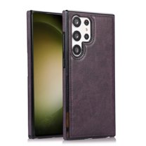 Dteck for Samsung Galaxy S23 Ultra Case, Slim PU Leather Vintage Shockproof Phone Case Cover Lightweight TPU Bumper Hard PC Hybrid Protective Case for Samsung Galaxy S23 Ultra,Coffee