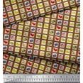 thumbnail image 2 of Soimoi Brown Cotton Duck Fabric Mix Fruits Printed Craft Fabric by the Yard 56 Inch Wide, 2 of 3
