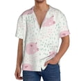 thumbnail image 3 of Naloa Cute Pigs Men's Loose Fit Cuban Collar Short-Sleeve Shirt with Button-down and Chest Pocket for Everyday Wear Outings - Medium, 3 of 7