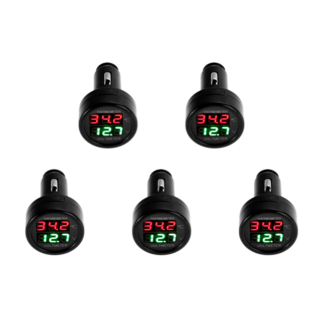 Voltímetro Digital Termómetro Monitor para Coche SUV RV Camión Barco (+) Rojo Azul