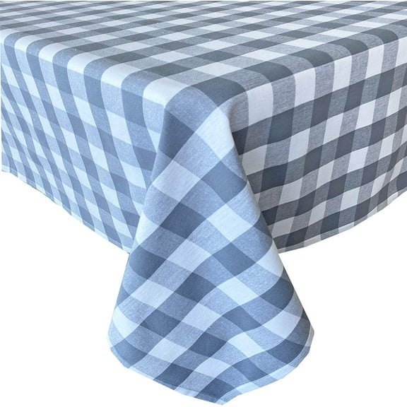Newbridge Farmhouse Buffalo Check Rustic Cotton Tablecloth - Cottage Style Farmhouse Gingham Check Tablecloth - 52 Inch x 52 Inch Square, Gray