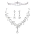 thumbnail image 1 of Conjunto de joyas para mujer, collar y pendientes con corona de diamantes de imitación exquisitos para novia, para boda, fiesta, graduación, 3 piezas, 1 of 5
