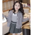 thumbnail image 5 of Girls' Bowknot Coat Sweater Knitted Girls Cardigan Sweater School Uniforms Kids Long Sleeve Open Front Button Cover up Tops, 5 of 9