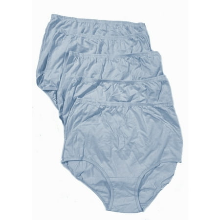5 Pack Vanity Fair Women's Perfectly Yours Classic Cotton Brief Panties 15320, Soft Blue, 5/S