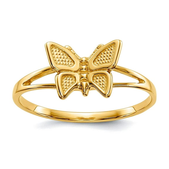 14k Yellow Gold Solid Polished Not engraveable Mini Butterfly Angel Wings Ring Size 5 Ring for Women