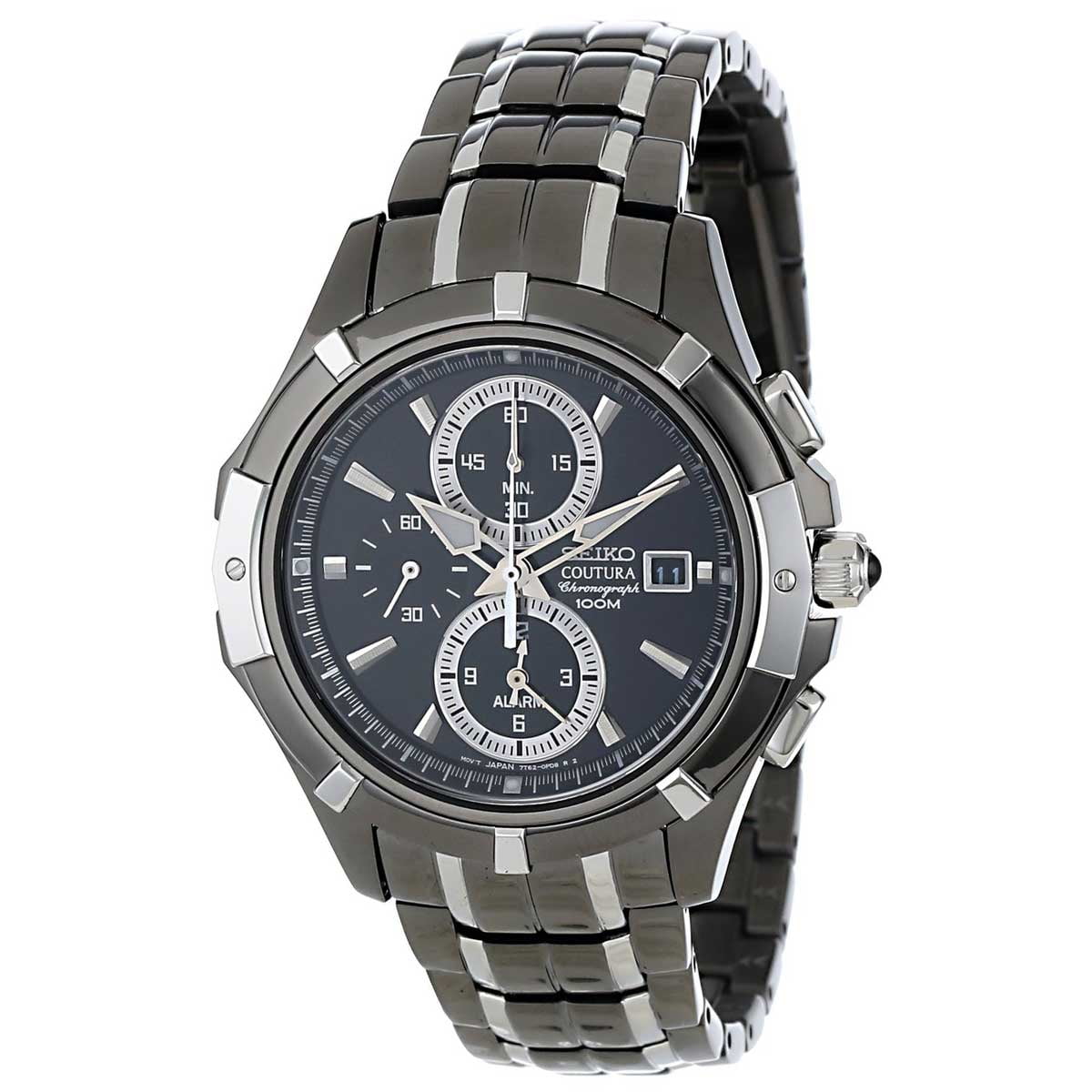 seiko silver dial 2 tone chrono coutura watch