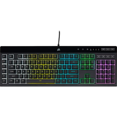 Corsair K55 PRO LITE RGB Wired Membrane Gaming Keyboard (5-Zone Dynamic RGB Backlighting, Six Macro Keys with Stream Deck Integration, IP42 Dust and Spill Resistant, Dedicated Media Keys) Black