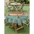 thumbnail image 4 of Outdoor Tablecloths with Umbrella Hole & Zipper, Farmhouse Teal Blue Brown Round Tablecloth 54 Inch, Vintage Wooden Striped Waterproof Table Cloth, Patio/Pool/Picnic Table Covers, 4 of 8