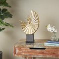 thumbnail image 2 of 11" x 17" Gold Polystone Ballet Dancer Sculpture with Elevated Black Base, by DecMode, 2 of 9