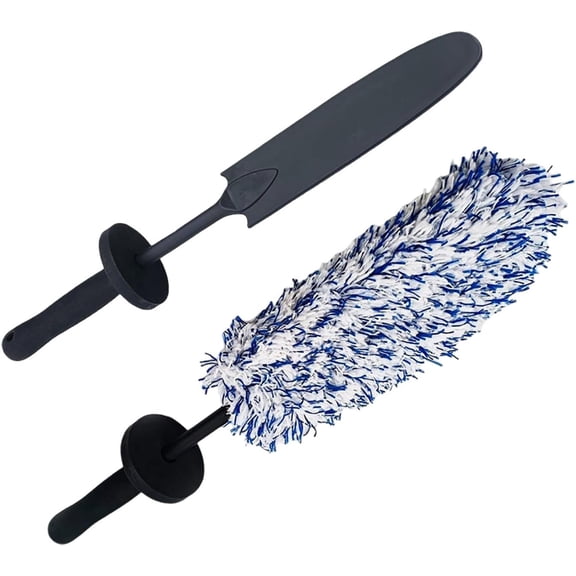 Wheel Brush, Long Handle Microfiber Car Duster for Exterior Interior(Blue)