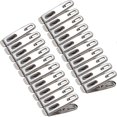 thumbnail image 1 of 20 Pieces Metal Clothespins, 4.5cm Stainless Steel Clothespins Small Multi-Purpose Clothespins for Shoelace Towel Socks (Silver), 1 of 5