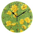 thumbnail image 4 of Yellow Buttercups Round Wall Clock Silent Analog Battery Operated Gold Pointer Home Decor 9.84" Diameter, 4 of 11