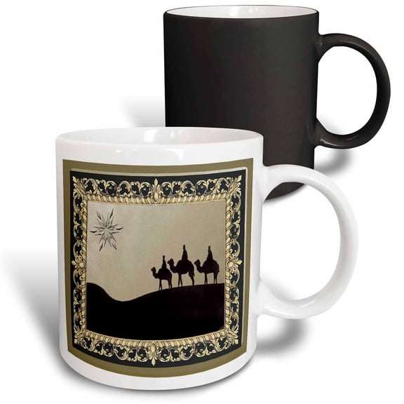 3drose, Three Wise Men, Black and Gold, 11oz Magic Transforming Mug