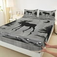 thumbnail image 3 of jejeloiu Woodland Animal Moose Queen Sheet Sets,Old Barn Door Flat Sheet,Rustic Farmhouse Cabin Queen Fitted Sheet For Child,Microfiber Bedroom Decor,4pcs, 3 of 7