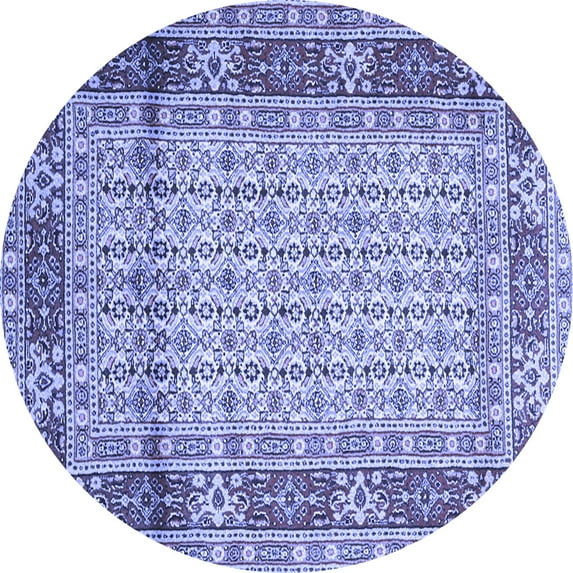 Ahgly Company Machine Washable Indoor Round Persian Blue Traditional Area Rugs, 4' Round