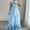 001 Blue, variant on Women's Floral Printed Boho Maxi Dress Sleeveless Halter Neck A Line Pleated Long Dress With Belt