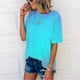 thumbnail image 4 of ICHUANYI Clearance Women's Fashion Printed T-shirt Short Sleeves Blouse Round Neck Casual Tops(Sky Blue, M) ICHUANYI WER2023081100129, 4 of 7