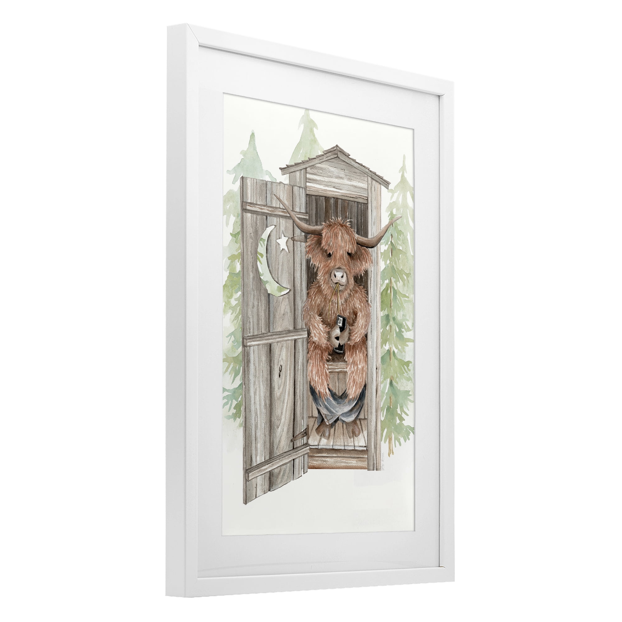 Stupell Industries Lost In Scroll Outhouse White Framed Print Under Glass, design by Cindy Jacobs