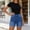 🔥 Blue, variant on Sentmoon Women's Jean Shorts Stretchy High Waist Jean Shorts for Women Denim with Pockets Streetwear Solid Color Slim Womens Shorts Casual S-2XL