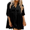 thumbnail image 1 of Qertyioot Women's Fashionable Solid Color Button Cardigan Half Sleeved Lapel Tops, 1 of 5